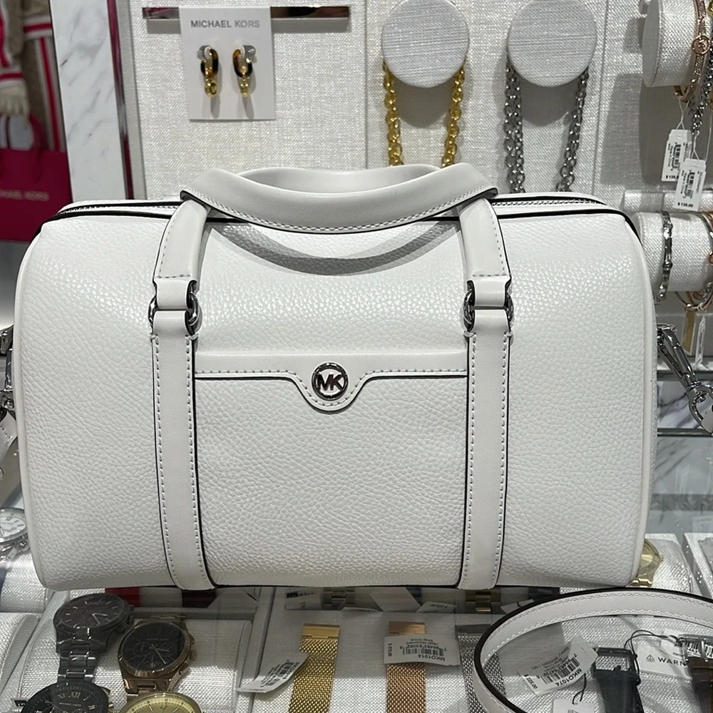 MICHAEL KORS JST TRAVEL MD DUFFLE SATCHEL SHOULDER CROSSBODY BAG MK  OPTIC WHITE - Picture 16 of 16